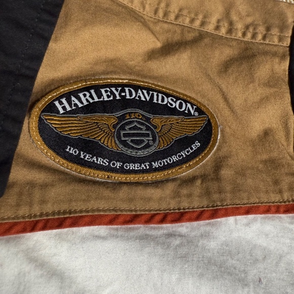 Harley-Davidson Tan Black and white mechanics top with patches size L - Picture 7 of 8